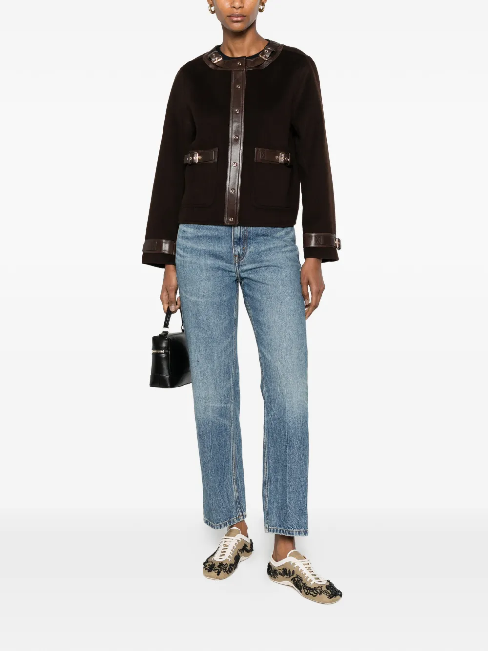 SANDRO Jack met leren afwerking en gespdetail Bruin