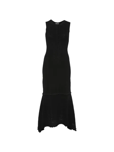 SANDRO lace-effect ruffled knitted dress