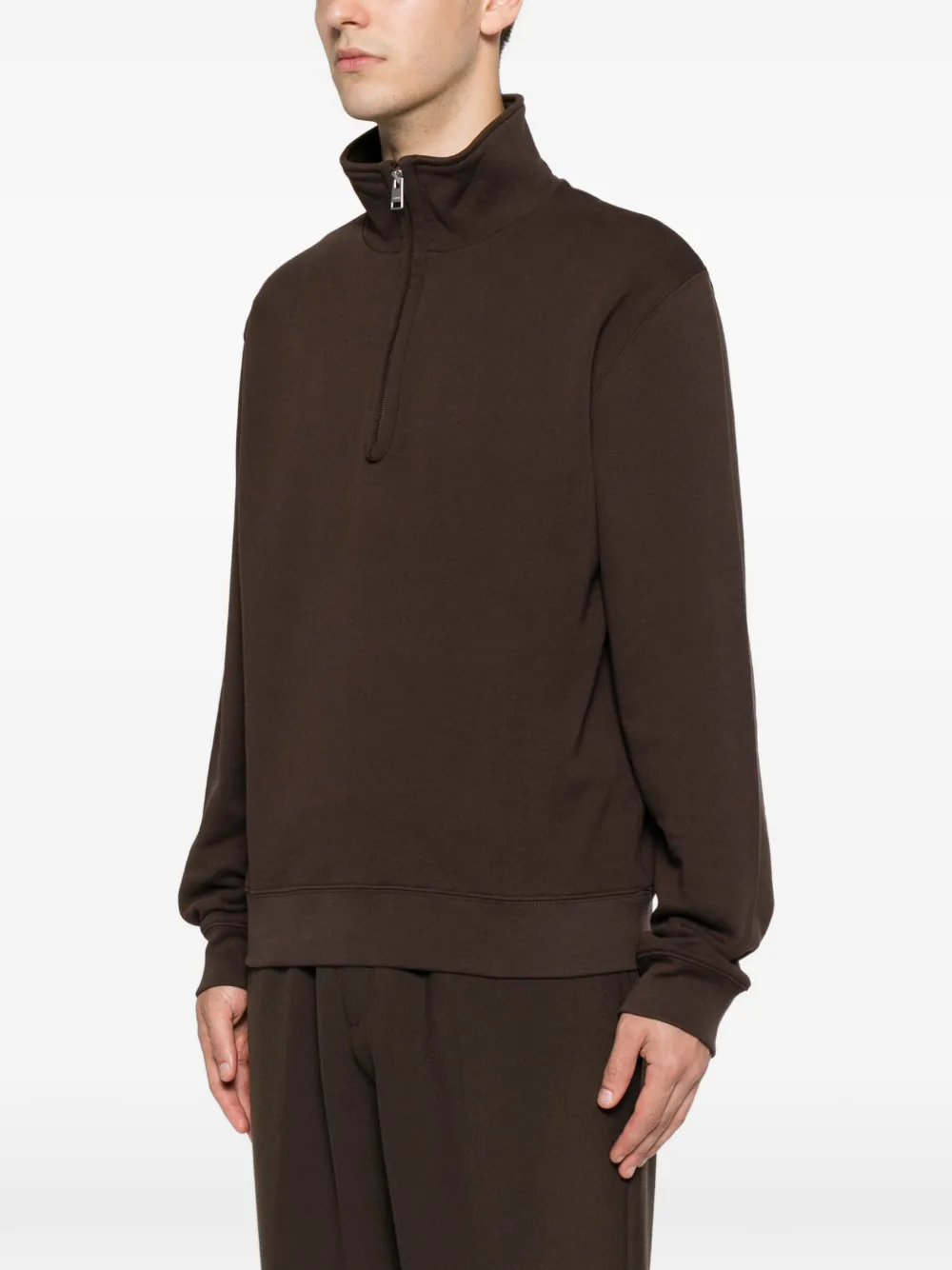 SANDRO Sweater met trechterhals en rits Bruin
