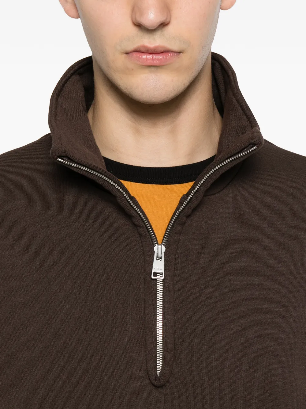 SANDRO Sweater met trechterhals en rits Bruin