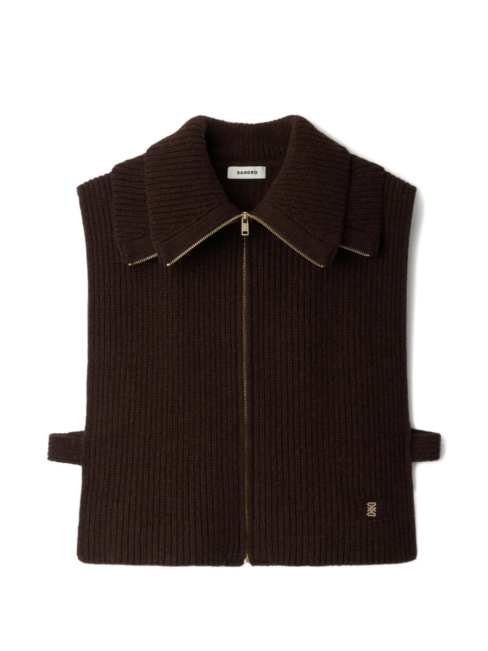 SANDRO zipped trucker collar - Marrone