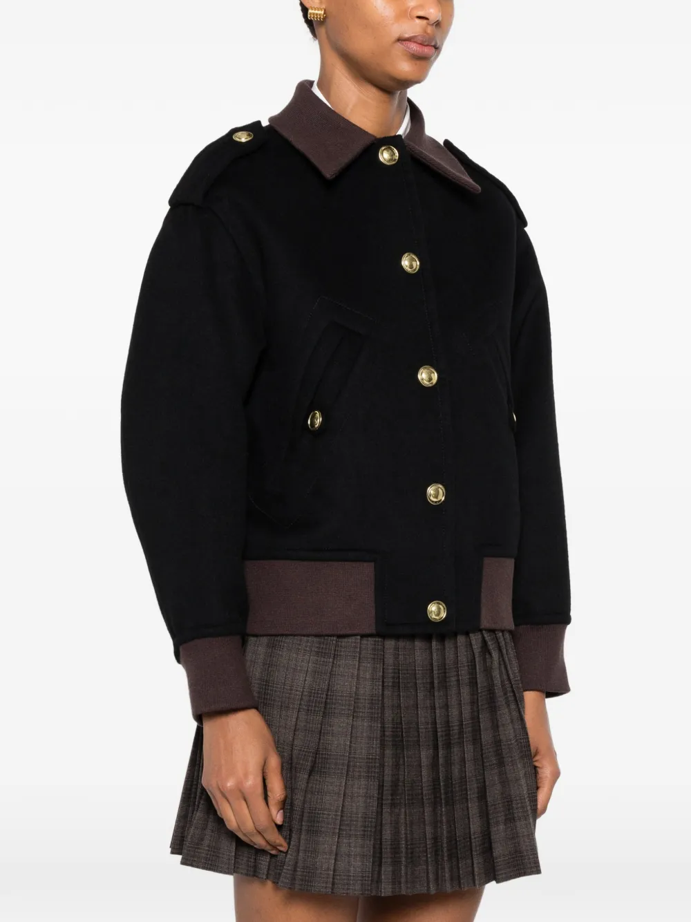 SANDRO Wollen jack met epauletten Zwart