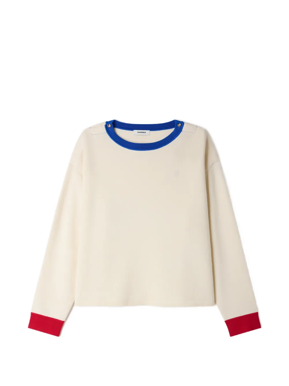 SANDRO contrast round-neck wool sweater - Toni neutri