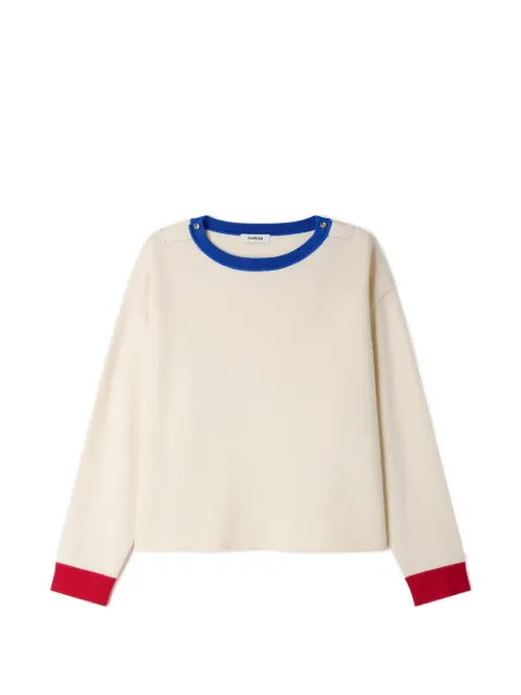 SANDRO jersey de lana con cuello redondo en contraste