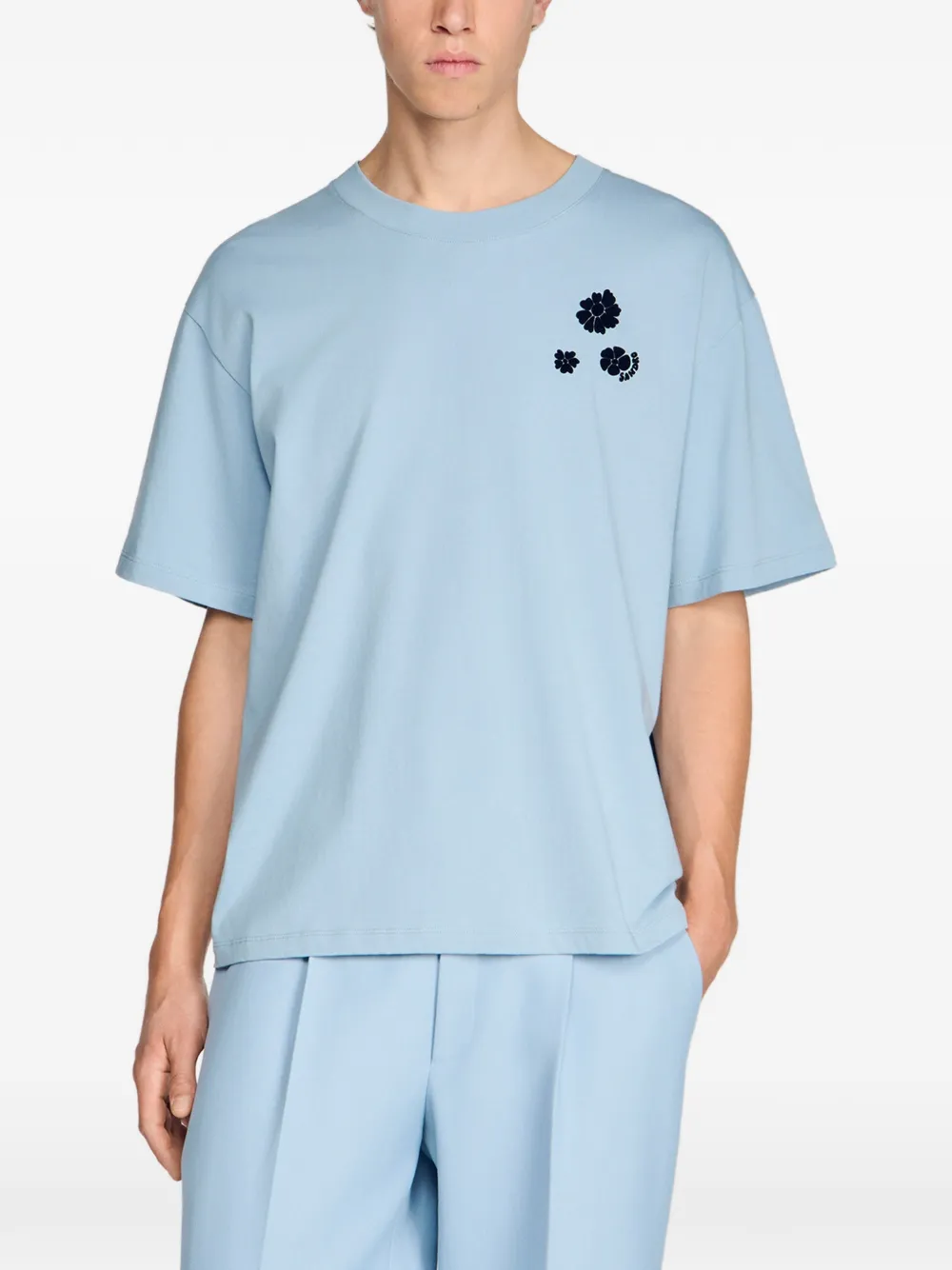 SANDRO T-shirt met bloemenprint Blauw