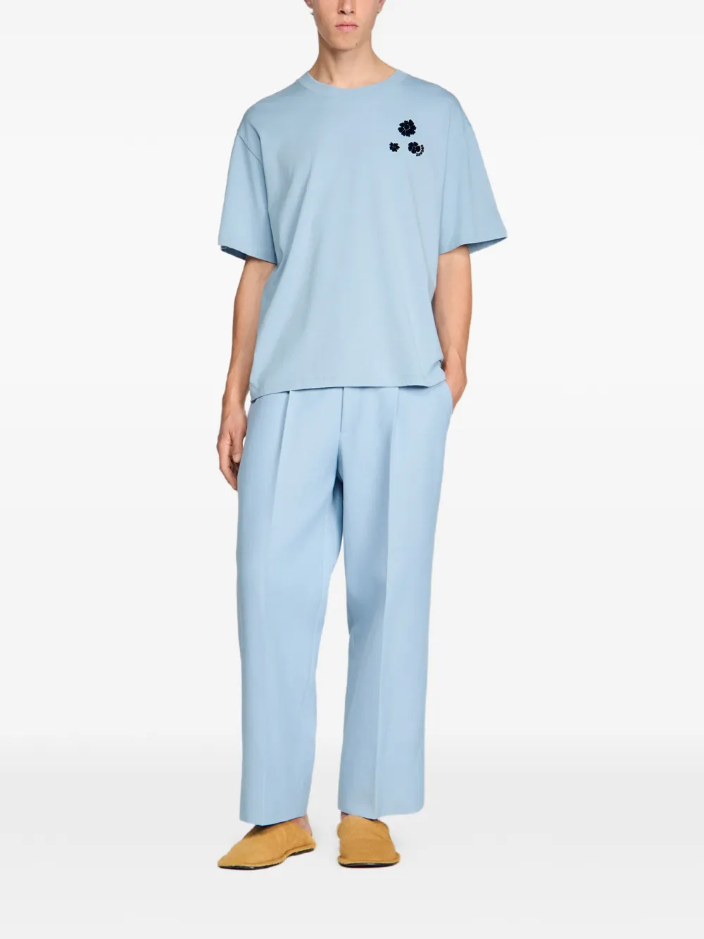 SANDRO T-shirt met bloemenprint Blauw