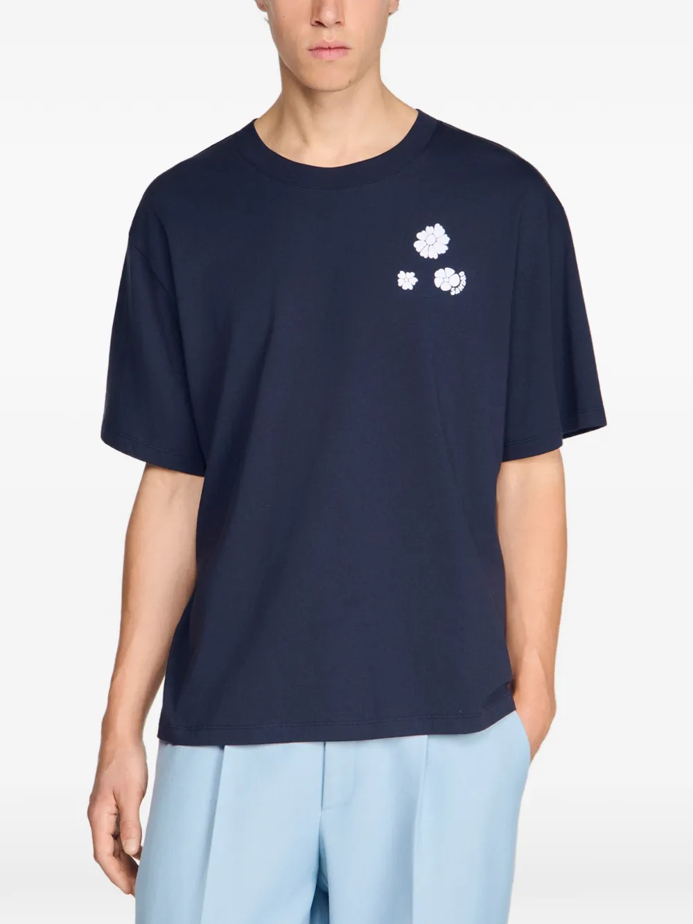 SANDRO T-shirt met bloemenprint Blauw