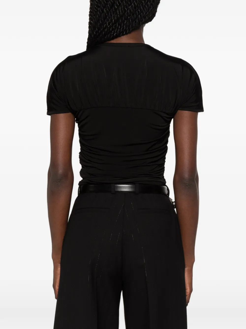 SANDRO T-shirt met ruches en uitgesneden hart Zwart