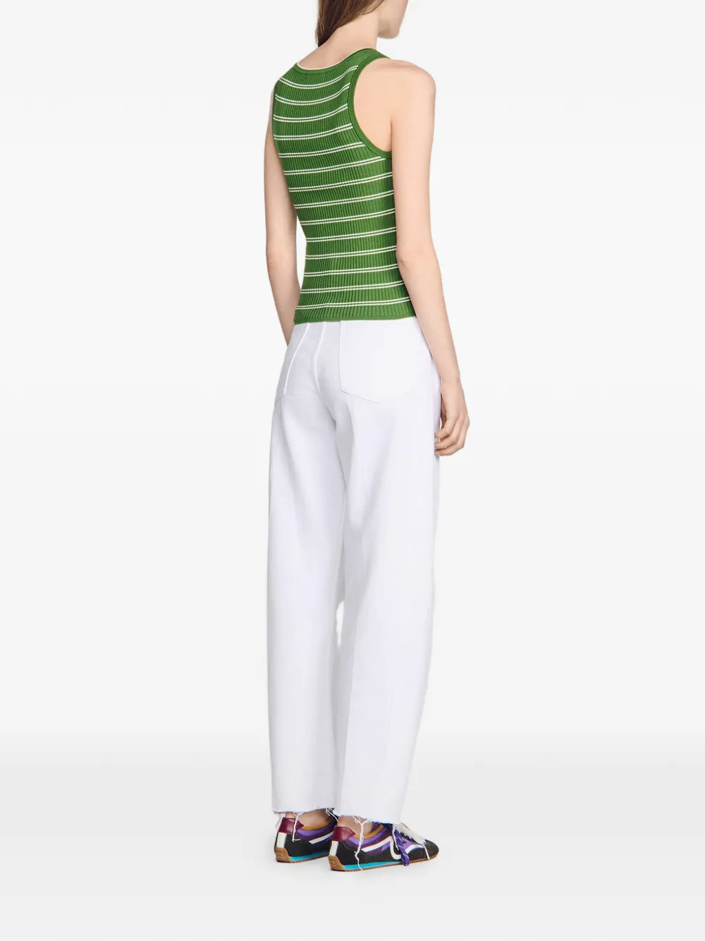 SANDRO Gestreepte tanktop met bedels Groen