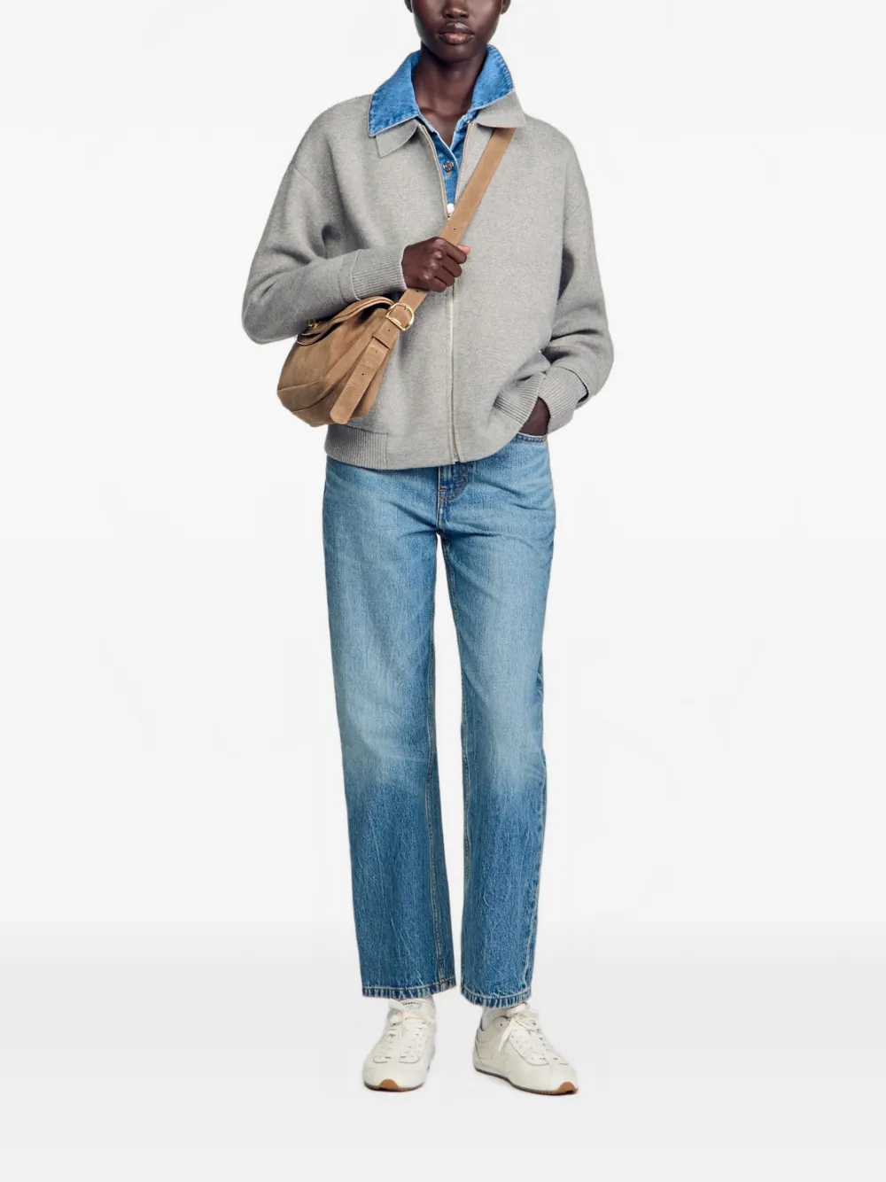 SANDRO Sweater met rits Grijs