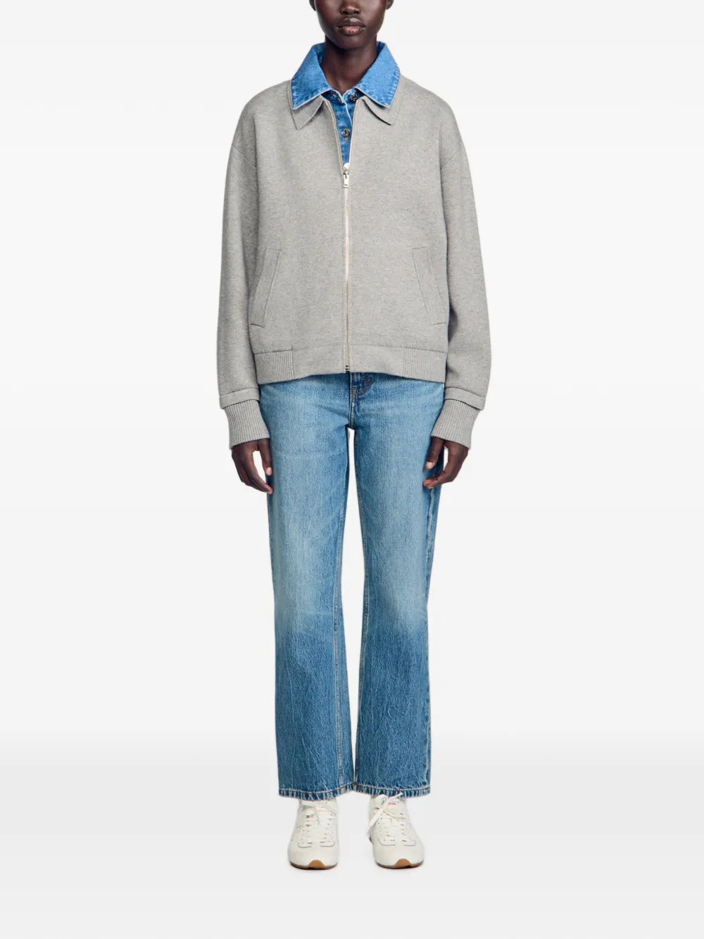 SANDRO Sweater met rits Grijs