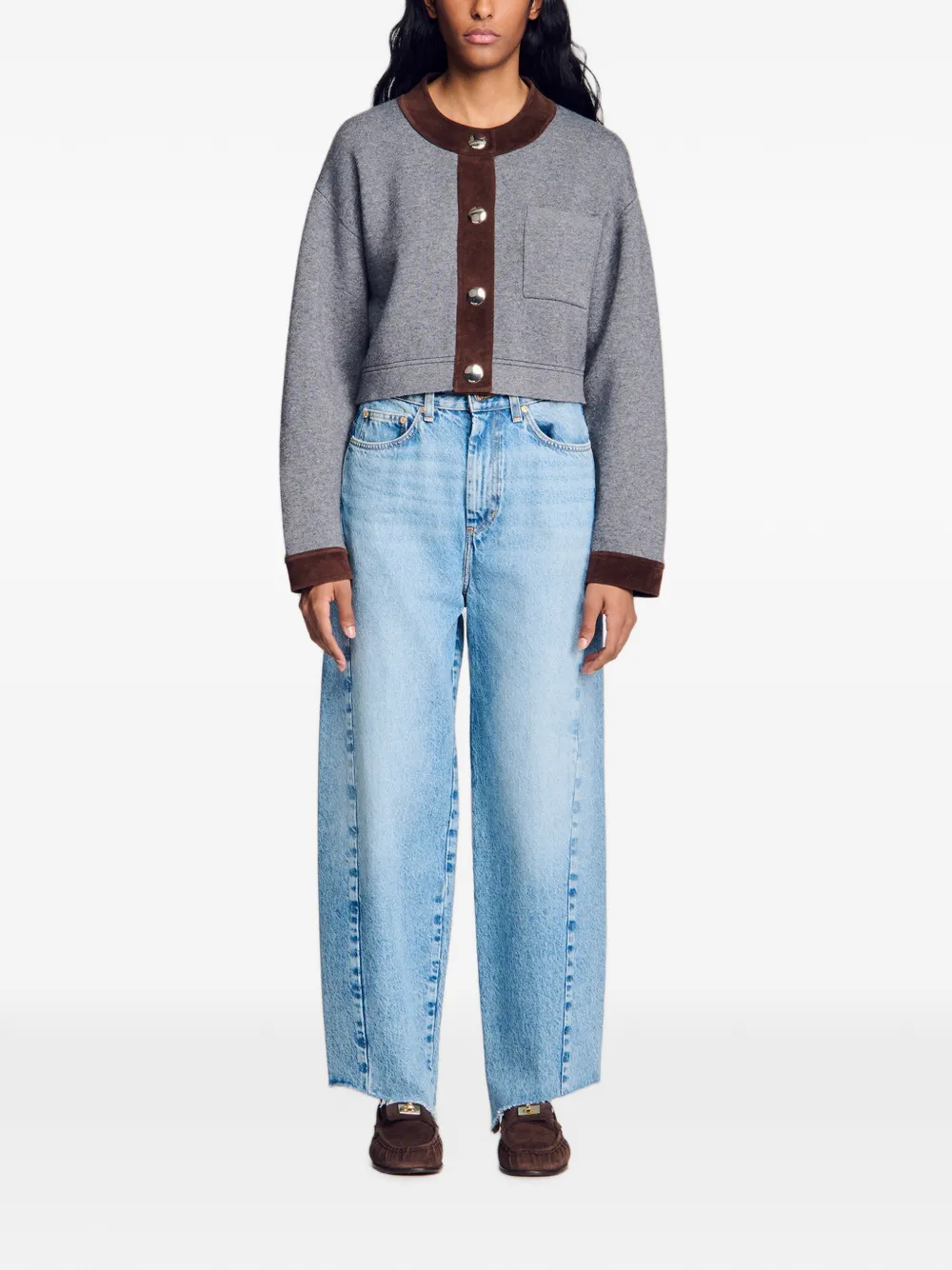 SANDRO Cropped vest Grijs