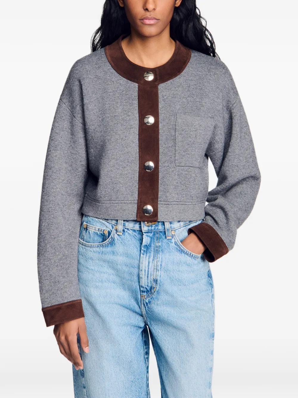 SANDRO Cropped vest Grijs
