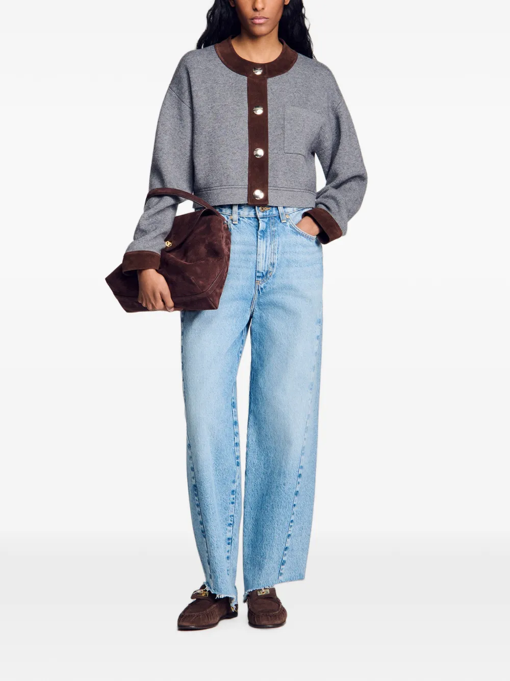 SANDRO Cropped vest Grijs