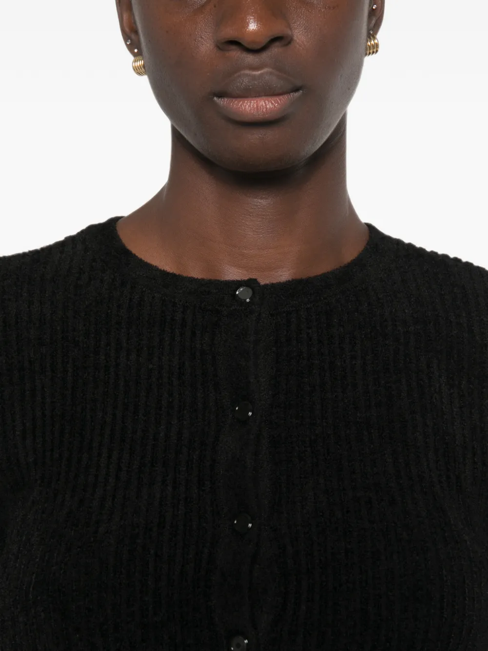 SANDRO Geribbeld cropped vest Zwart