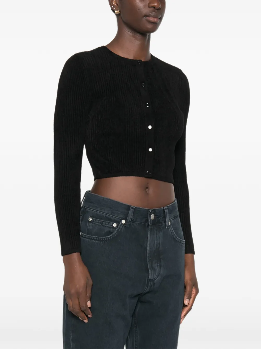 SANDRO Geribbeld cropped vest Zwart