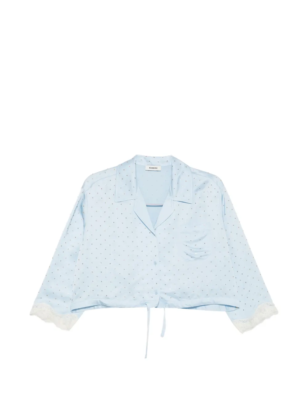 SANDRO rhinestone-embellished cropped shirt - Blu