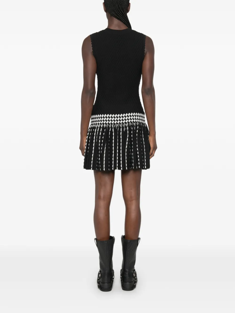 SANDRO Geruite mini-jurk Zwart