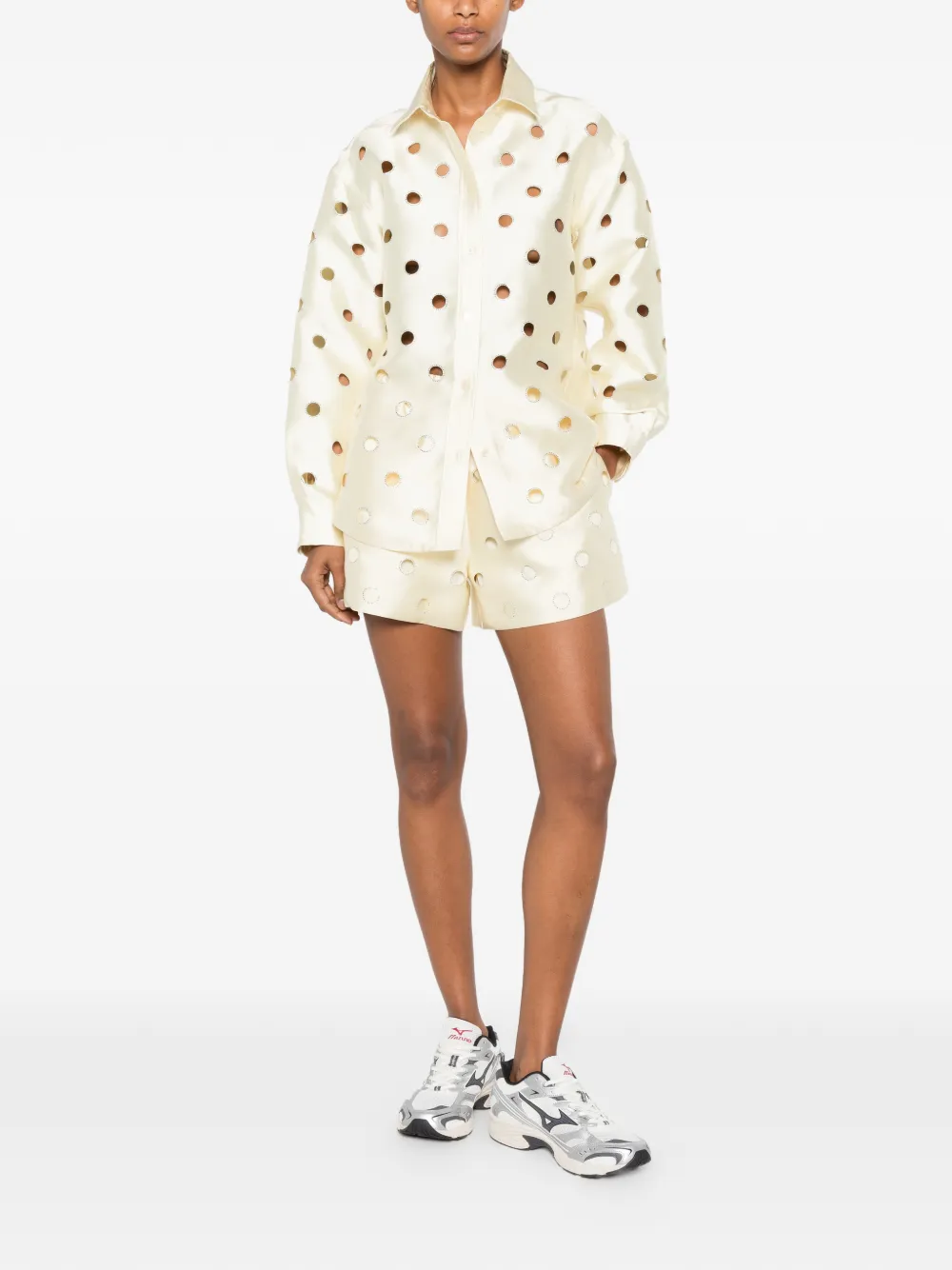 SANDRO Blouse met stras en uitgesneden details Geel