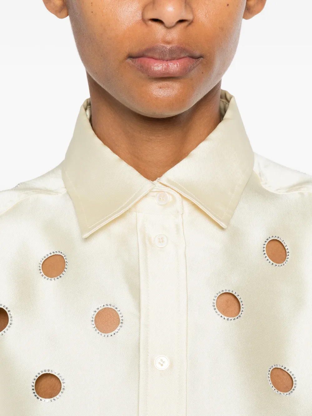 SANDRO Blouse met stras en uitgesneden details Geel