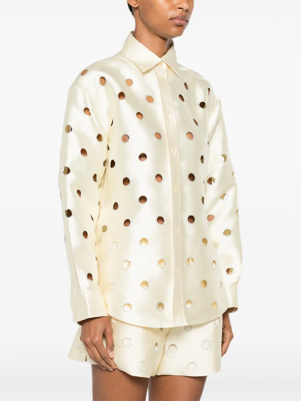 SANDRO Blouse met stras en uitgesneden details Geel