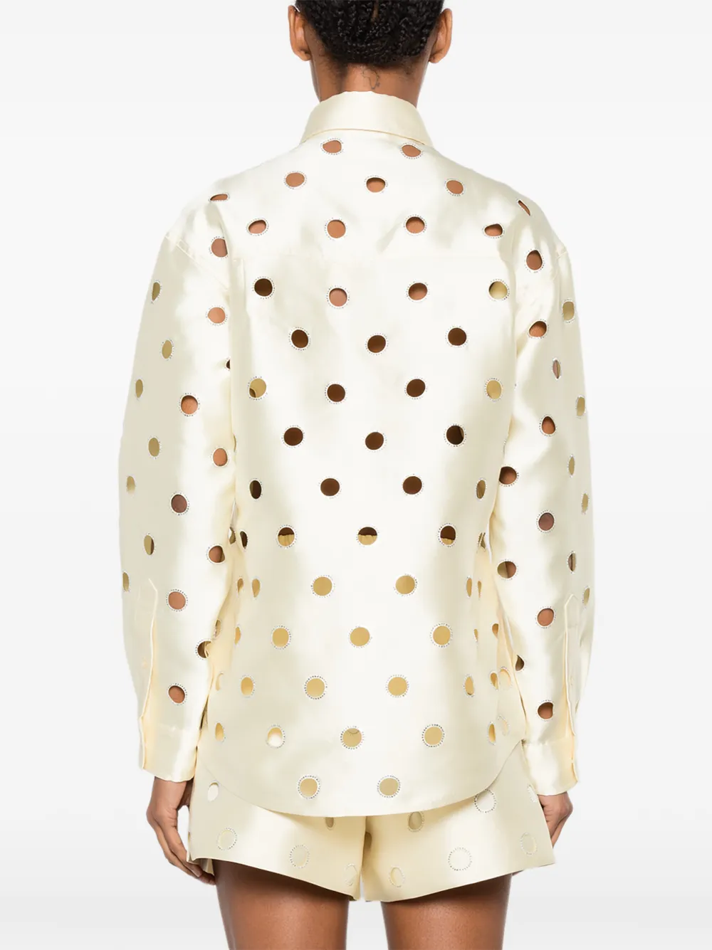 SANDRO Blouse met stras en uitgesneden details Geel