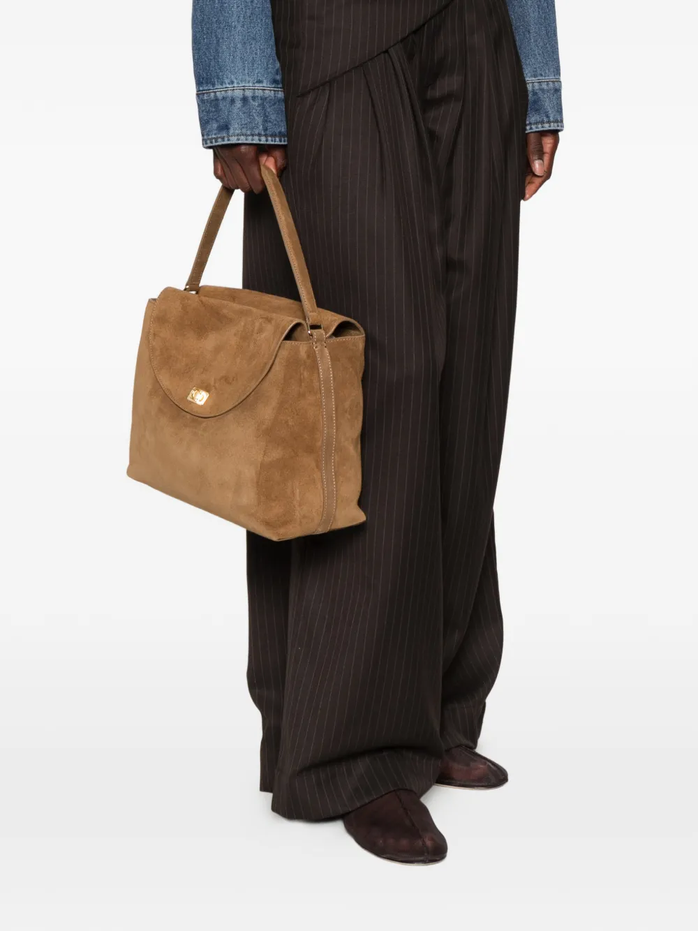 SANDRO Suède shopper Bruin