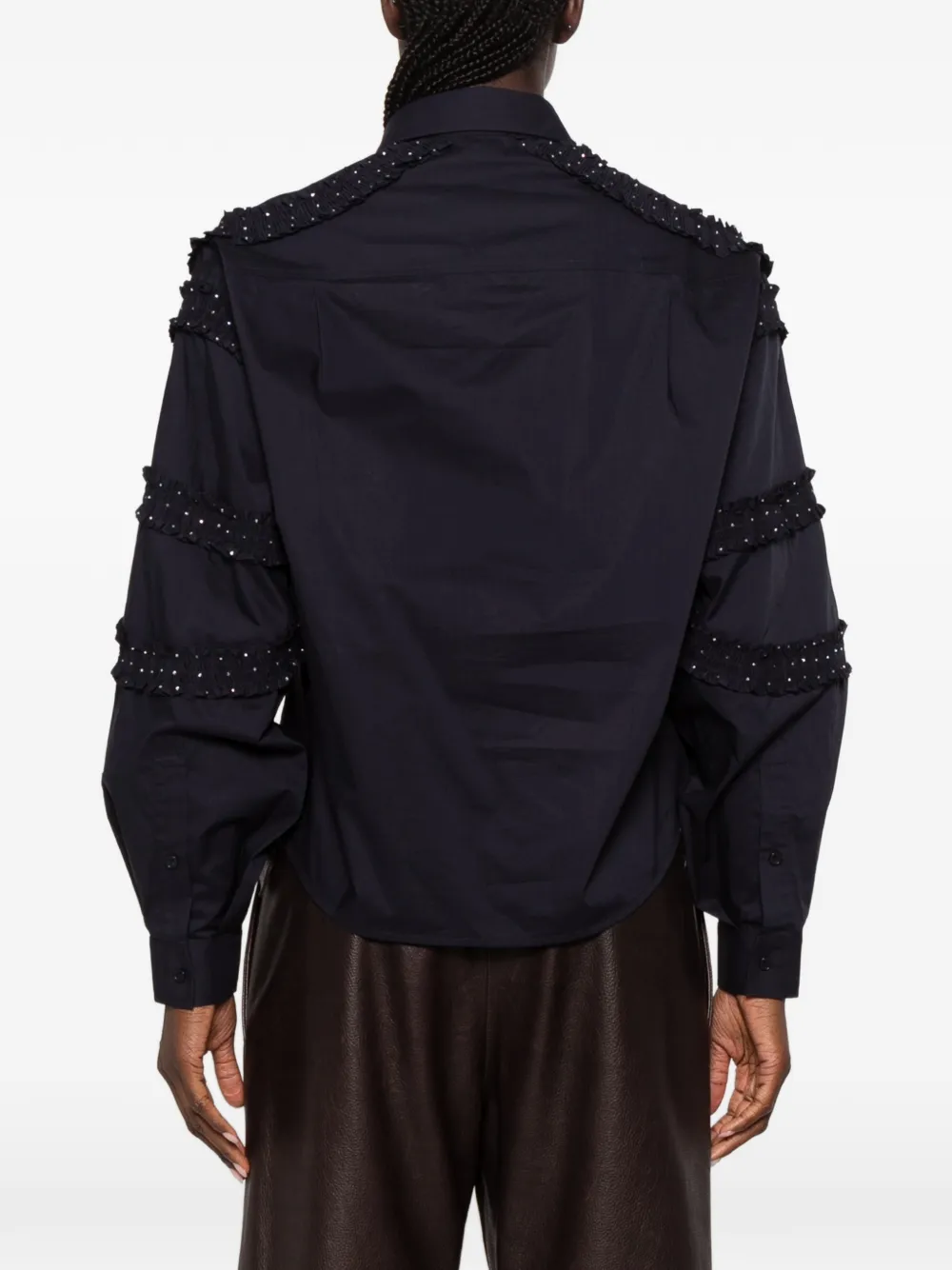 SANDRO Shirt verfraaid met kristallen en ruches Blauw