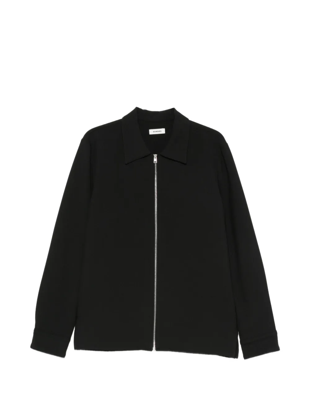 SANDRO zip-up wing-collar shirt - Black