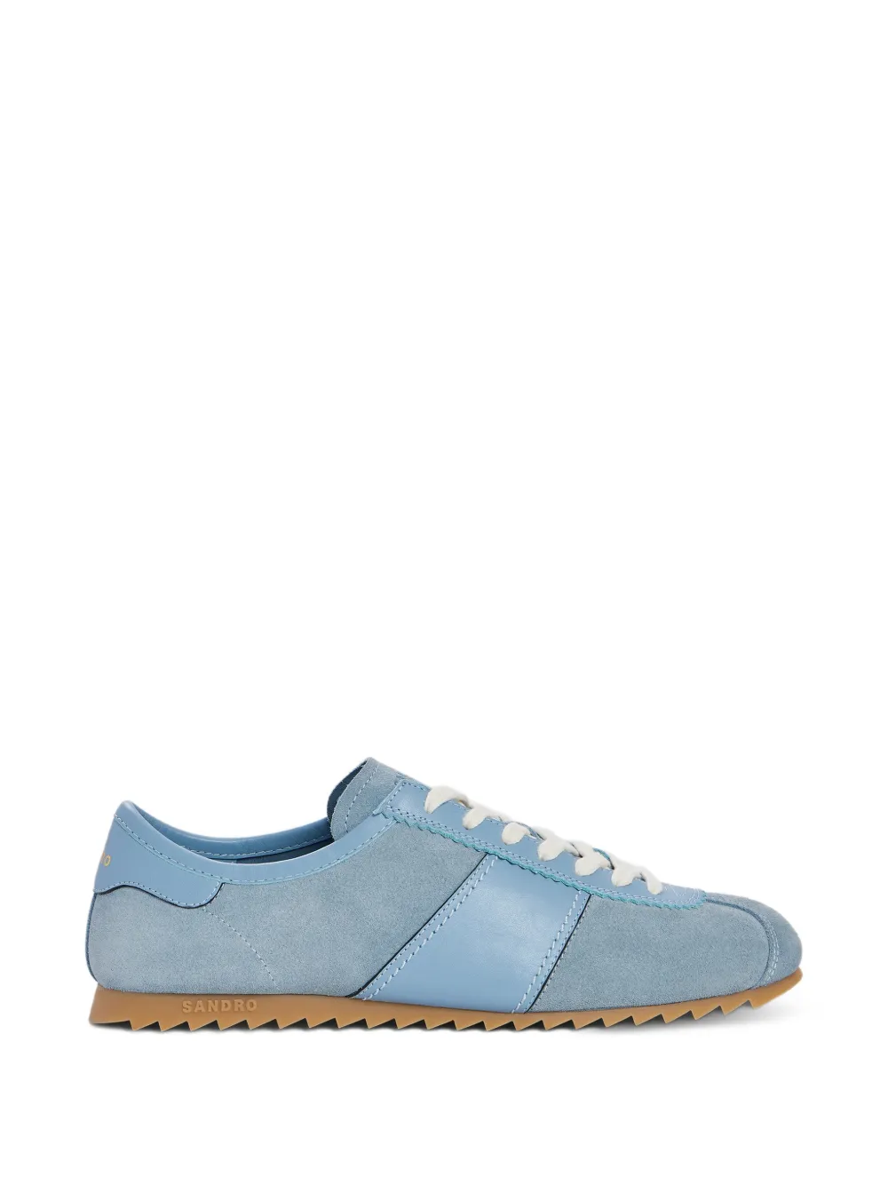SANDRO low-top leather and suede trainers Blauw