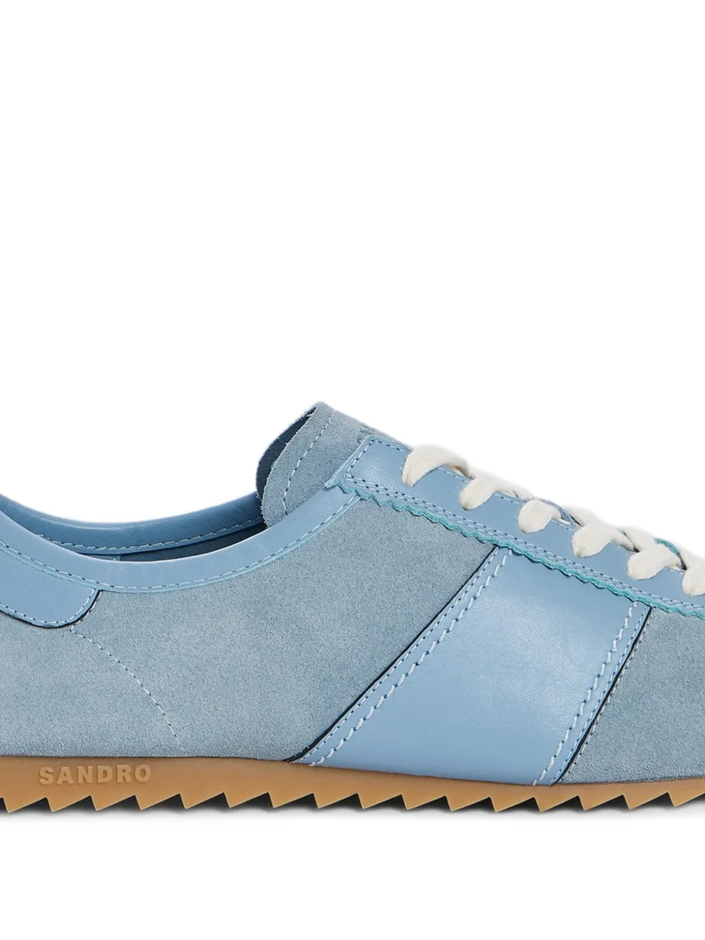 SANDRO low-top leather and suede trainers Blauw