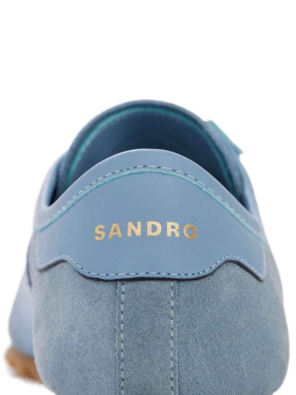 SANDRO low-top leather and suede trainers Blauw