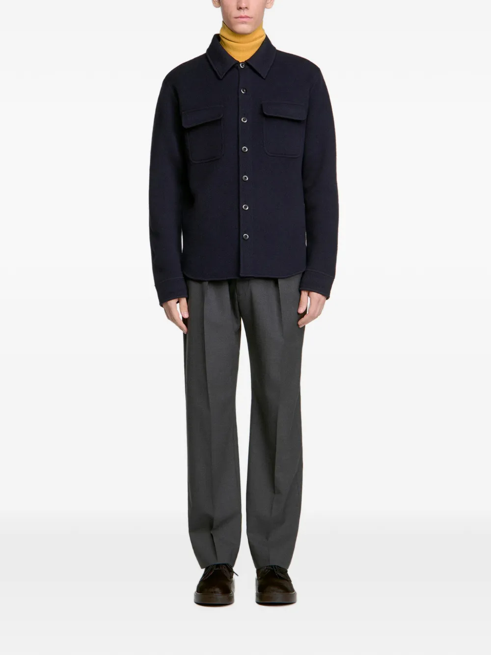 SANDRO Shirtjack van gekookte wol Blauw