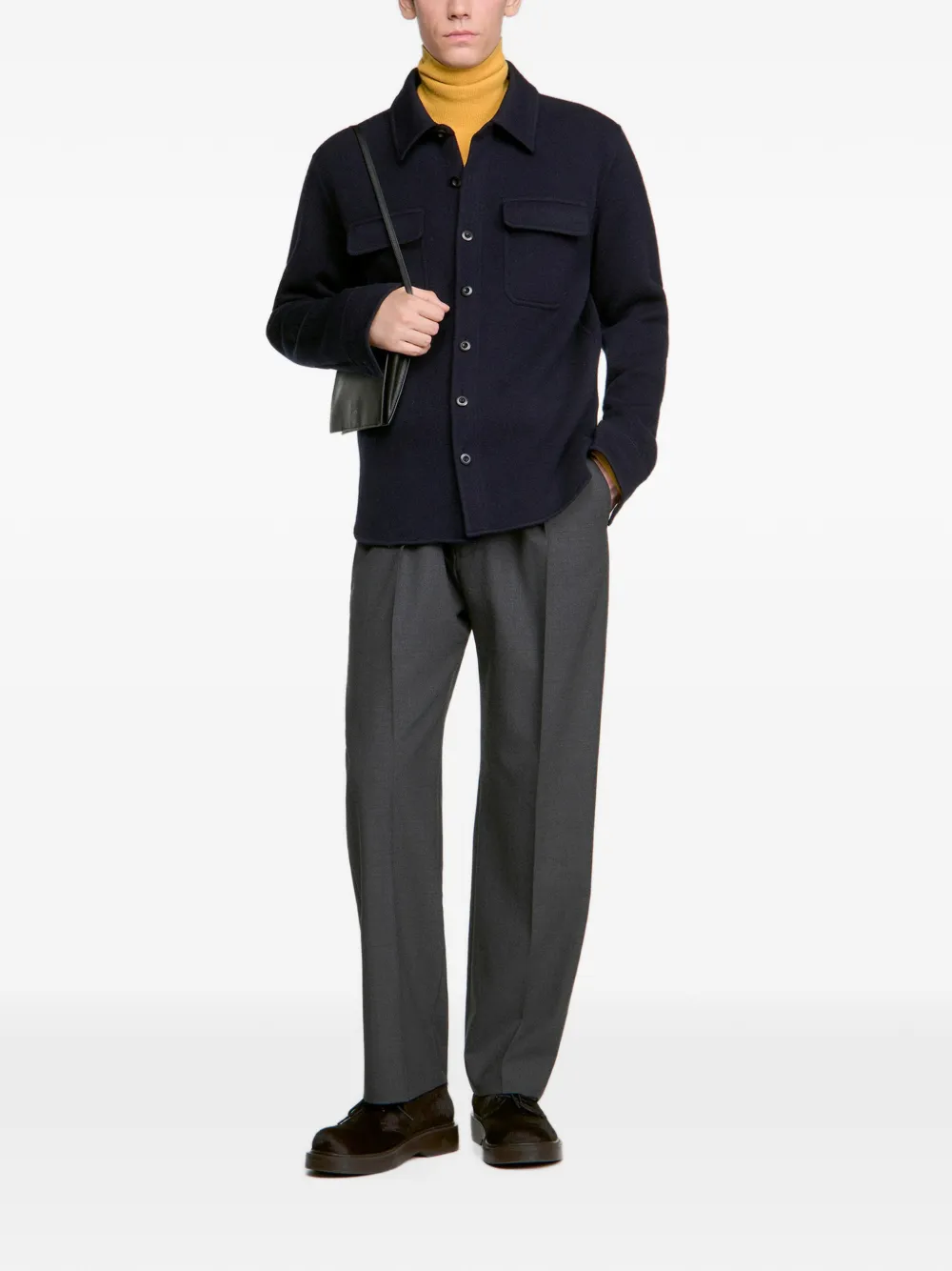 SANDRO Shirtjack van gekookte wol Blauw