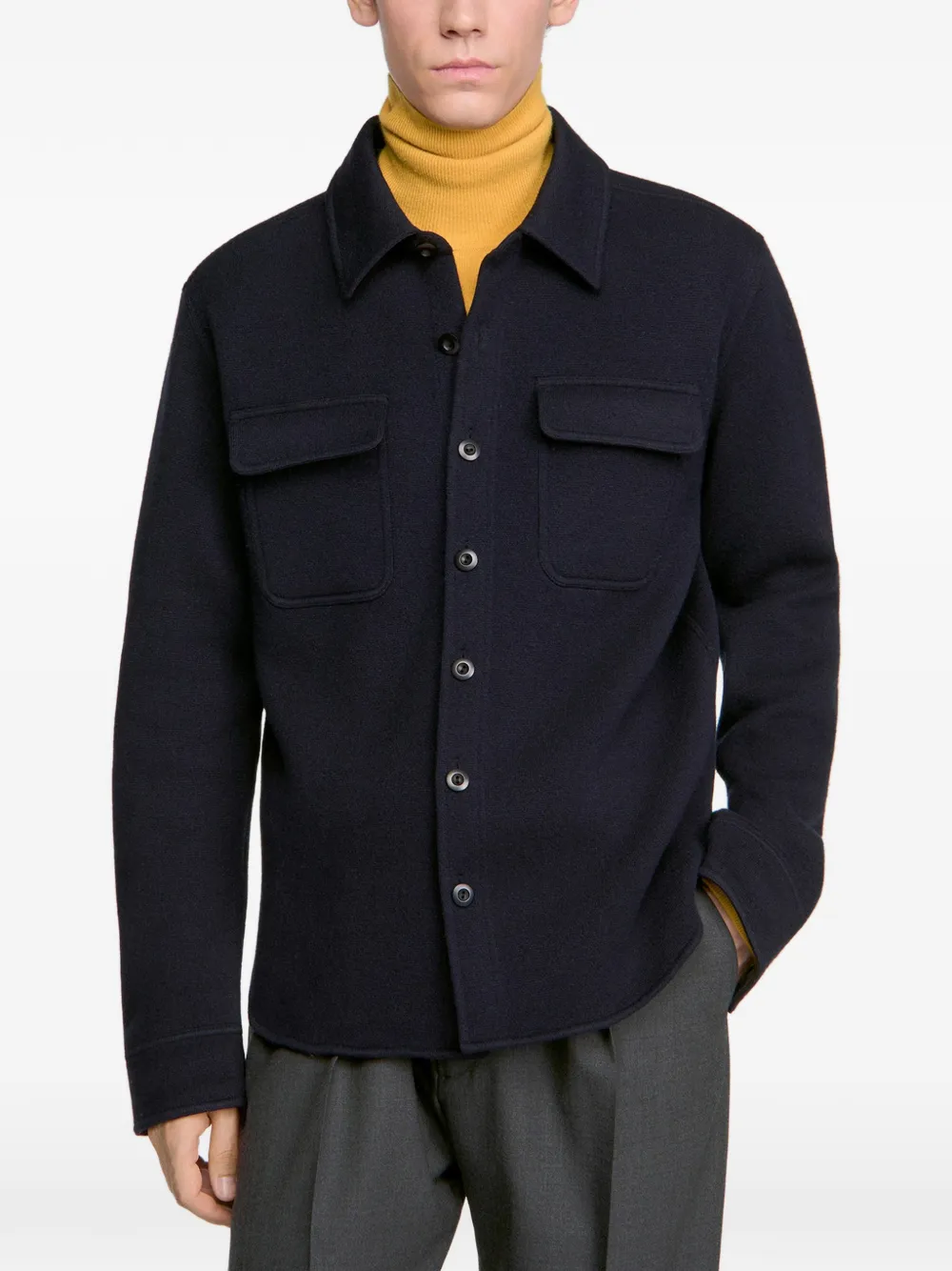 SANDRO Shirtjack van gekookte wol Blauw