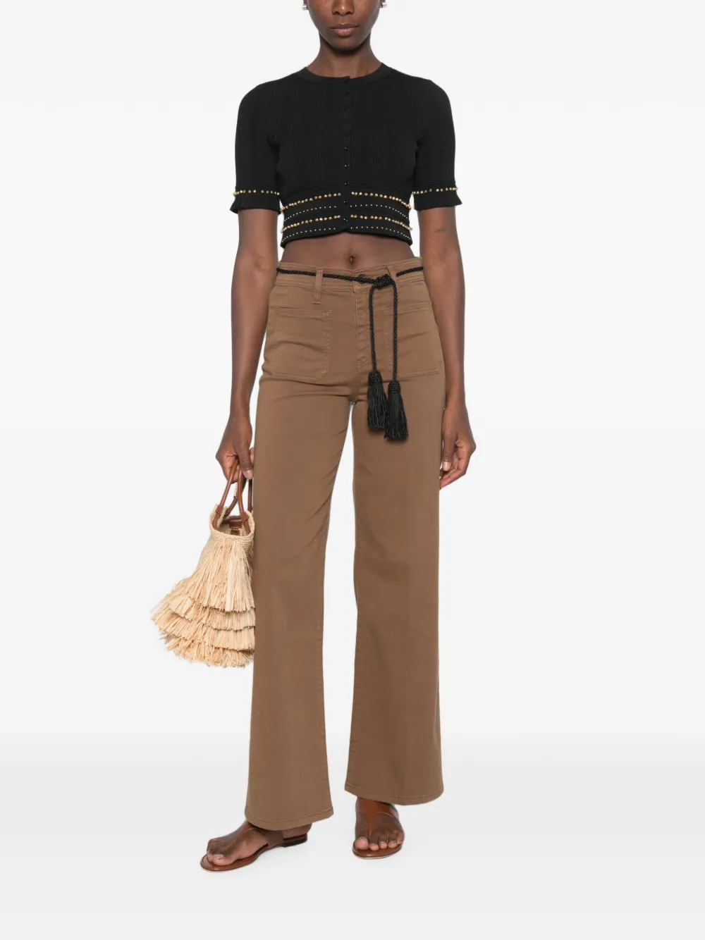 SANDRO Cropped vest met studs Zwart