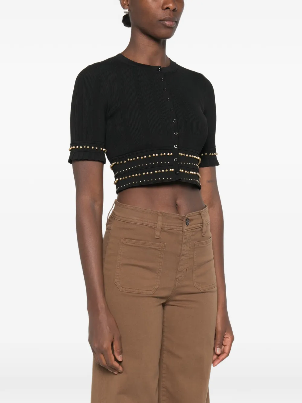 SANDRO Cropped vest met studs Zwart
