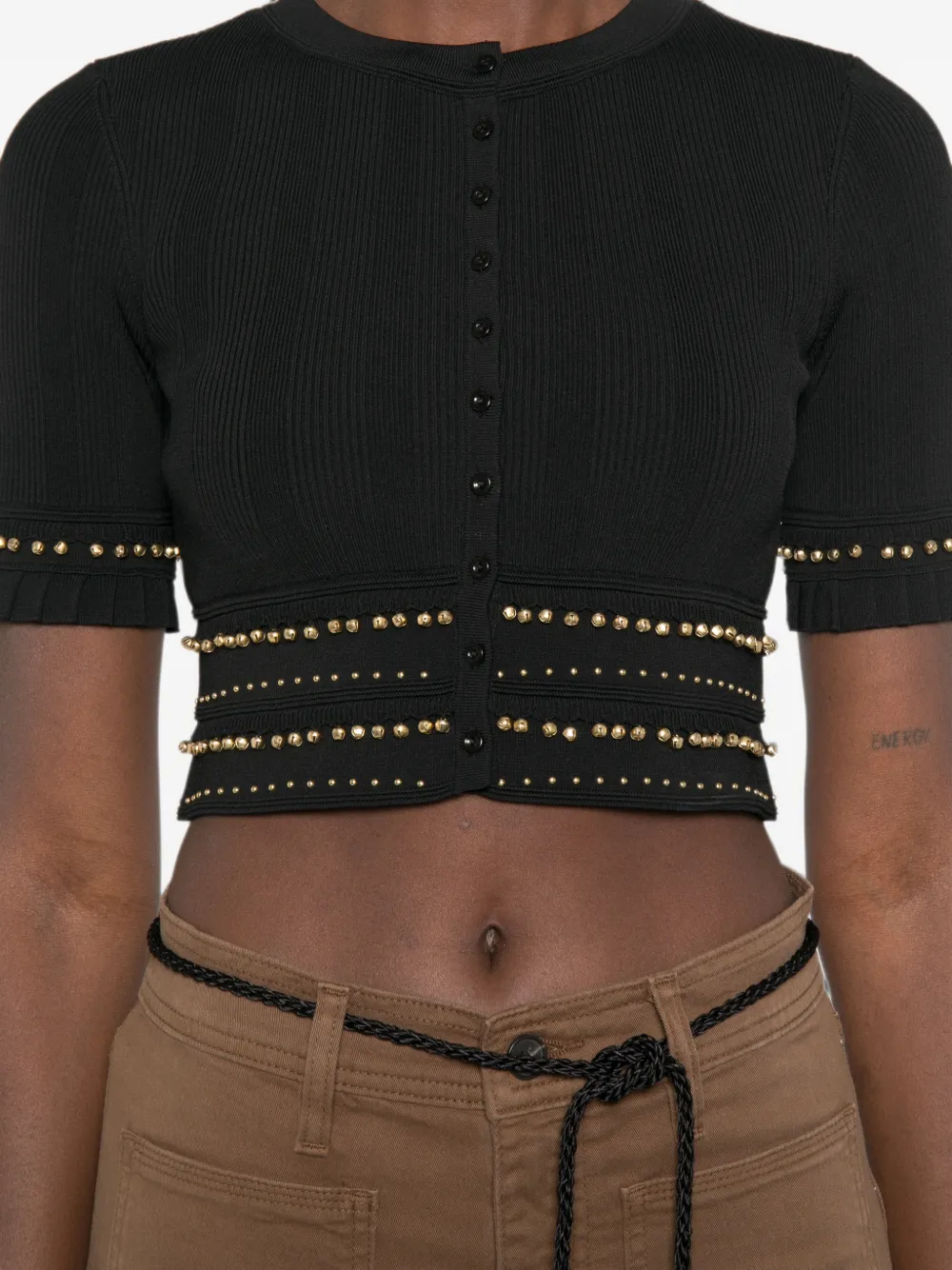 SANDRO Cropped vest met studs Zwart