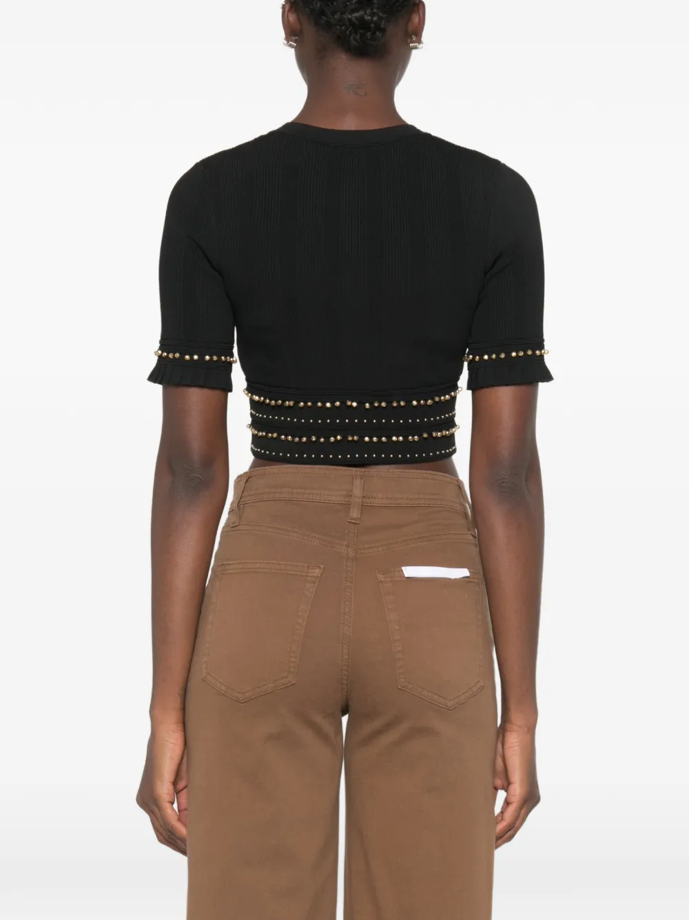 SANDRO Cropped vest met studs Zwart