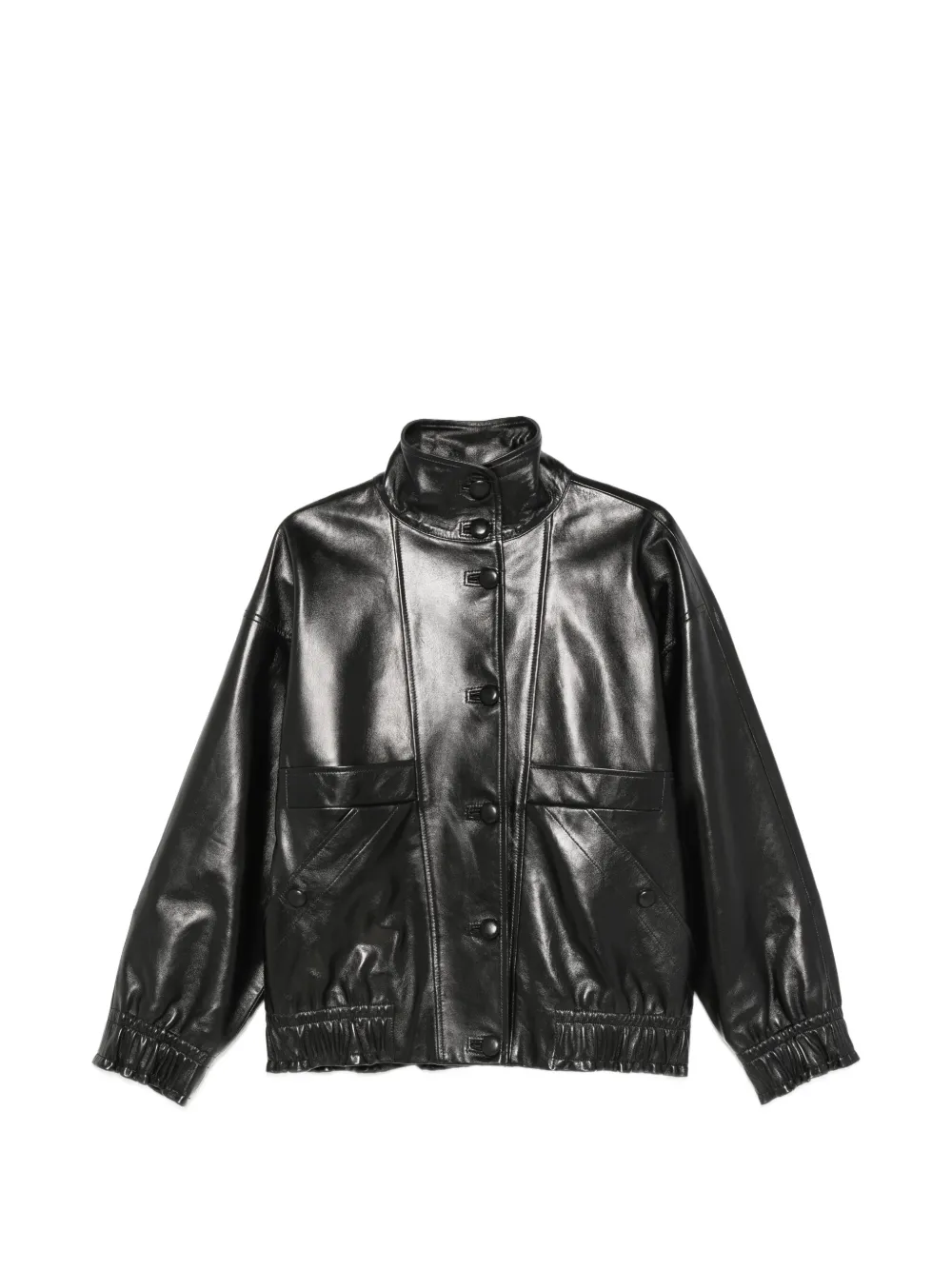 SANDRO Oversized-Lederjacke - Schwarz
