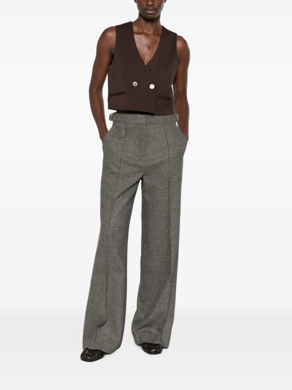 SANDRO Cropped top met krijtstreep Bruin