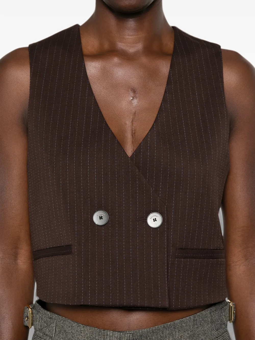 SANDRO Cropped top met krijtstreep Bruin