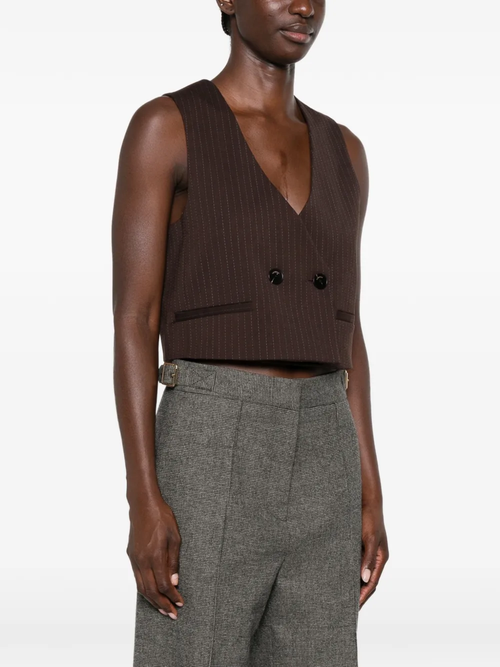 SANDRO Cropped top met krijtstreep Bruin