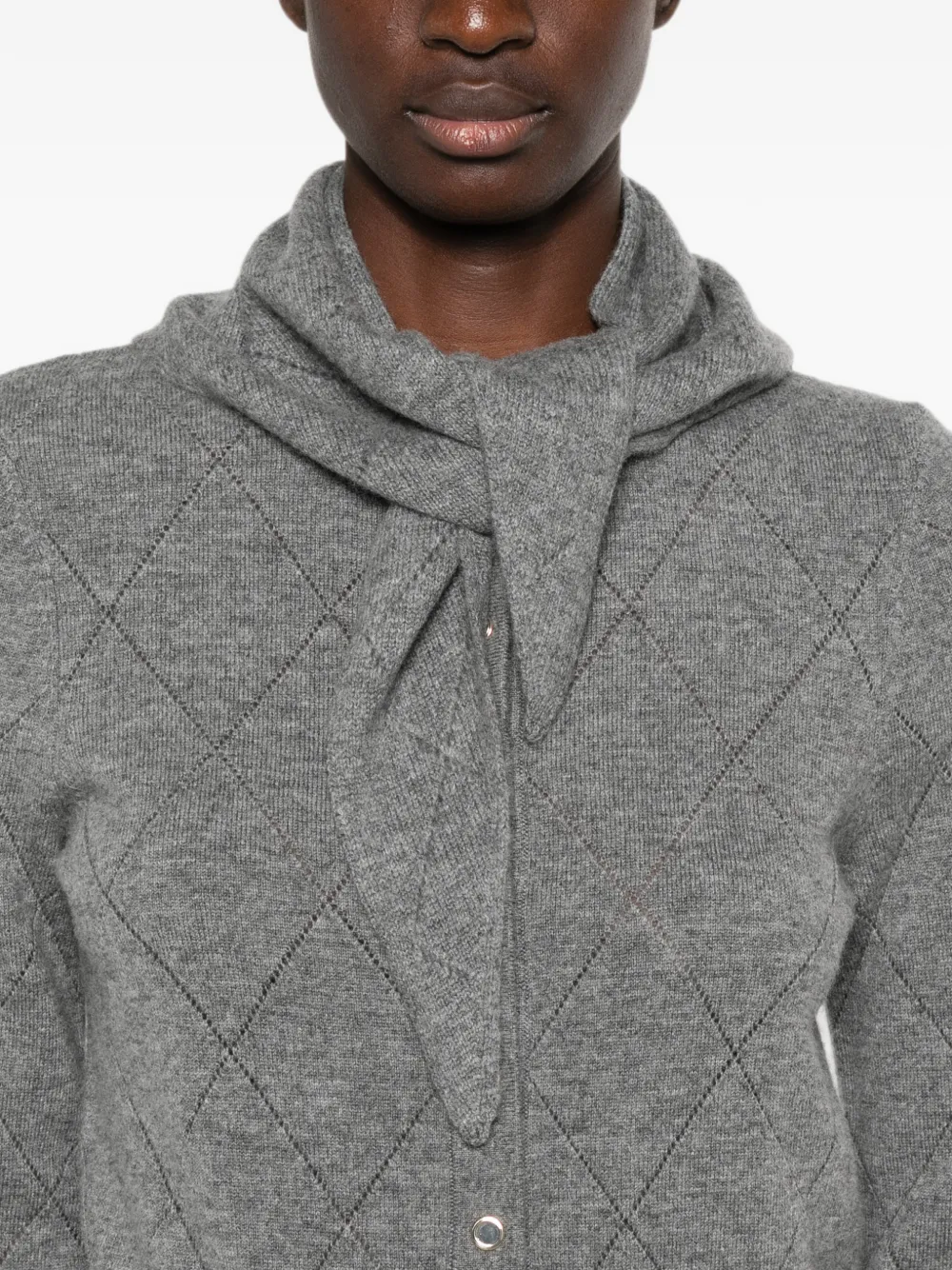 SANDRO Wollen vest met argyle-patroon en sjaaldetail Grijs