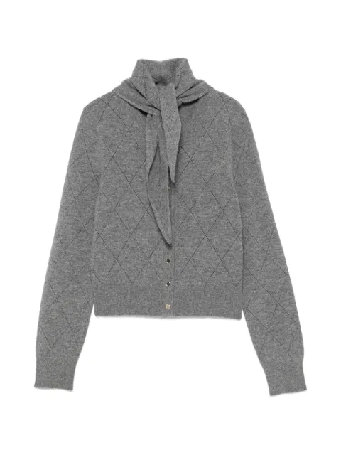 SANDRO argyle-knit scarf-detail wool cardigan