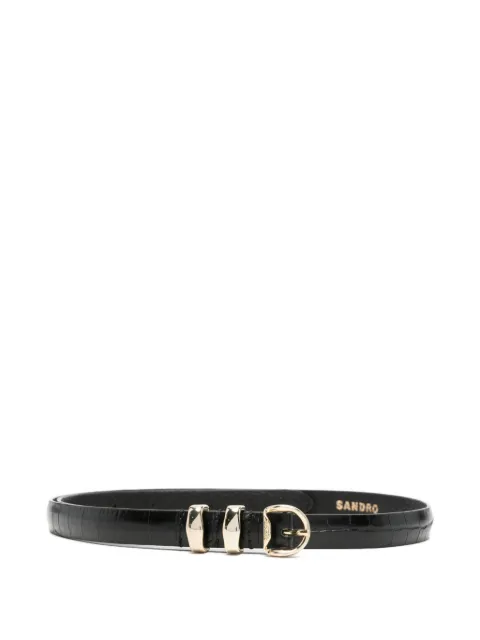SANDRO croc-embossed leather belt