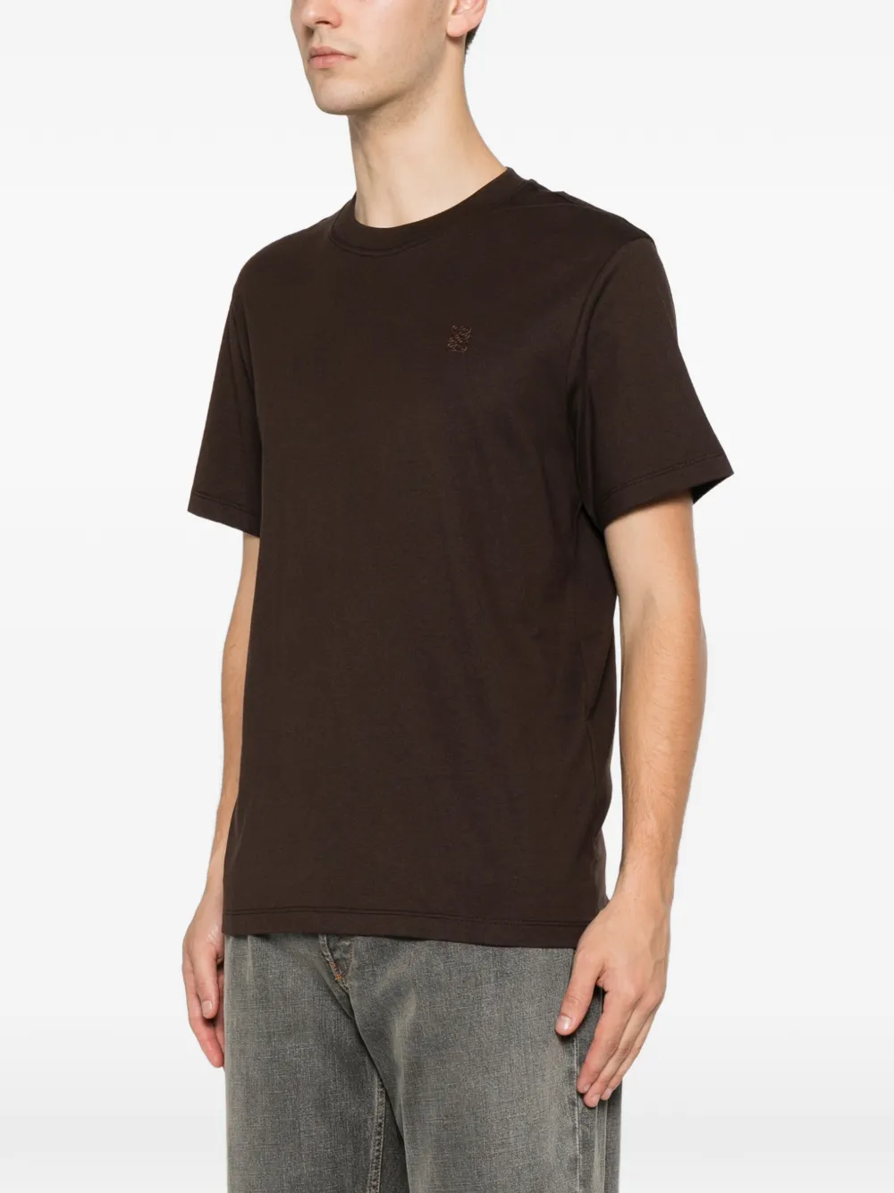 SANDRO T-shirt met leren patch Bruin