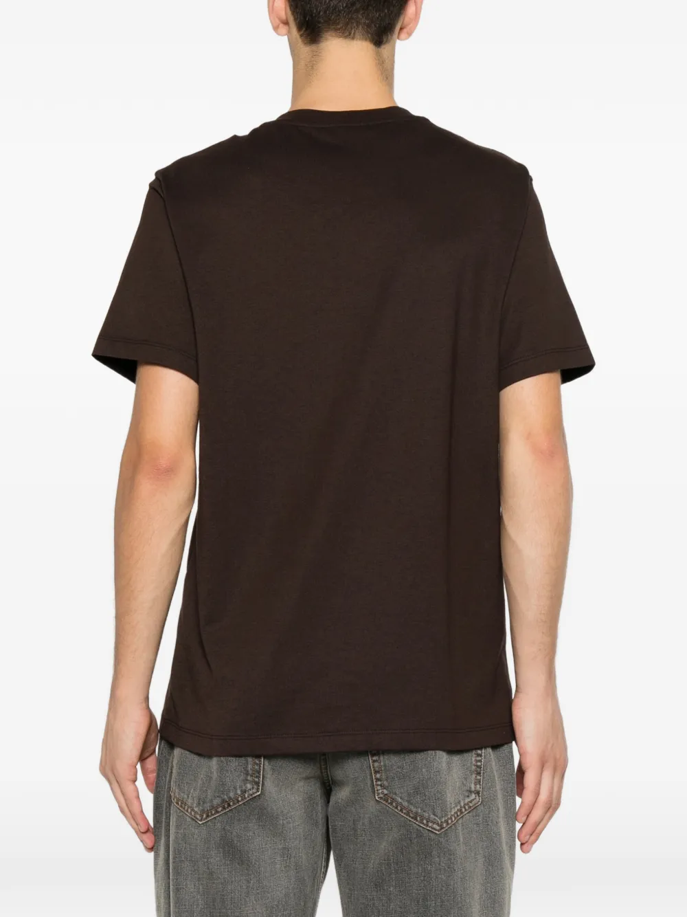 SANDRO T-shirt met leren patch Bruin