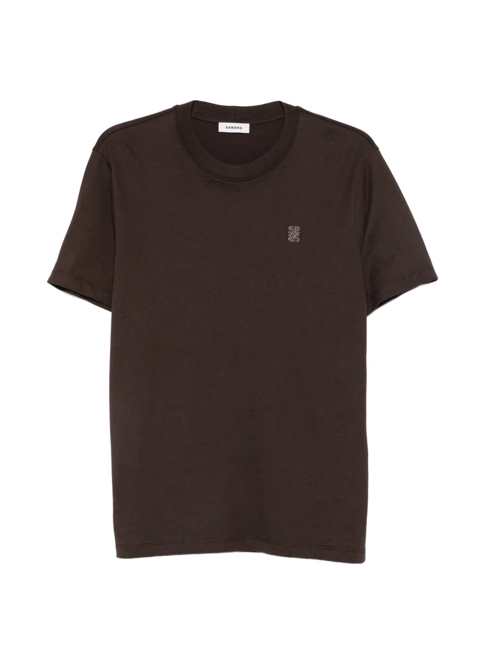 SANDRO T-shirt con applicazione in pelle - Marrone
