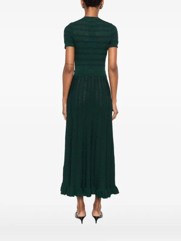 sandro green midi dress SANDRO braided-tie Satin Midi Dress | Green